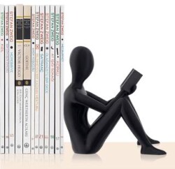 Kitap Tutucu Dekoratif Kitap Desteği Kitap Okuyan İnsan Figürü Biblo - SİYAH - Bcoverart