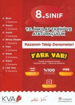 8. Sınıf T.C. İnkılap Tarihi ve Atatürkçülük Kazanım Takip Denemeleri - 1