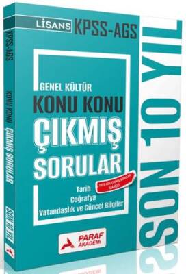 KPSS AGS Genel Kültür Konu Konu Çıkmış Sorular Son 10 Yıl - 1