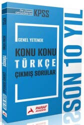 KPSS Ön Lisans Ortaöğretim Genel Yetenek Türkçe Konu Konu Çıkmış Sorular Son 10 Yıl - Paraf Akademi
