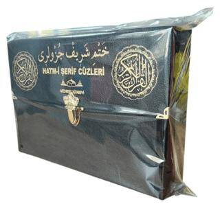 Kur`an-ı Kerim 30 Cüz Hatim Seti Bilgisayar Hatlı Rahle Boy Çantalı Siyah Renk Deri Çantalı - 1