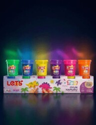 Let`s 6 Renk Neon Oyun Hamuru 660g - Lets