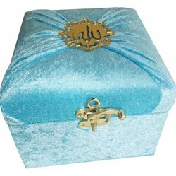 M285M - Mühürlü Cep Boy Kadife Sandıklı Mealli Kuran-ı Kerim - Mavi - Ayfa Basın Yayın