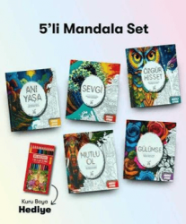 Mandala 5Li Boyama Seti - Fatih Kuru Boya 12li Hediyeli - BKM Kitap