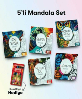 Mandala 5Li Boyama Seti - Fatih Kuru Boya 12li Hediyeli - 1