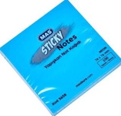 Mas Yapışkanlı Not Kağıdı 76x76 Neon 100 Sayfa Mavi - MAS Kırtasiye