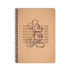 Mickey Mouse Kraft Defter Çizgili Spiralli 80 Yaprak 20x28 Cm - 1