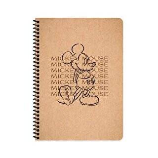 Mickey Mouse Kraft Defter Çizgili Spiralli 80 Yaprak 20x28 Cm - 1