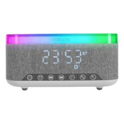Mikado MD-W8 1200mAh 10W Gri Bluetooth-Usb-Kablosuz Şarj RGB-Gece Lambası Özellikli Alarmlı Saat Speaker - Mikado Elektronik