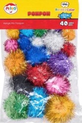 Mileo 1782 Ponpon Simli Renkler 1-2-3cm Mix - MAS Kırtasiye