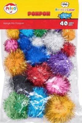 Mileo 1782 Ponpon Simli Renkler 1-2-3cm Mix - 1