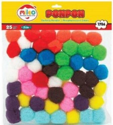 Mileo 1786 Ponpon Fosforlu Renkler 3cm 25li - MAS Kırtasiye