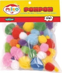 Mileo 1787 Ponpon Fosforlu Renkler 1-2-3cm Mix - MAS Kırtasiye