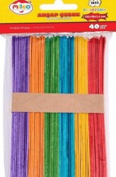 Mileo 1833 Ahşap Çubuk Kare 150x18 x1,6 mm - Renkli - MAS Kırtasiye