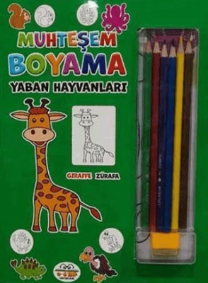 Muhteşem Boyama - Yaban Hayvanları + 6lı Boya Kalemi - 1