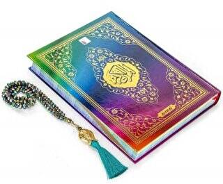 Mühürlü Orta Boy Kur`an-ı Kerim - Gökkuşağı -Kristal Tesbih Kod-227g - 1