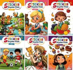 Neşeli Boyama Kitabı Sticker 6 Kitap Set - Atlı Karınca Yayınları