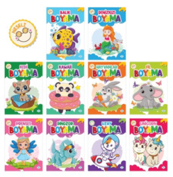 Neşeli Boyama Seti 10 Kitap - Dokuz Çocuk