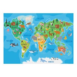 Neverland Hayvan Dünya Haritası Puzzle 100 Parça NL412 - Neverland