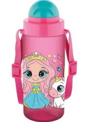 Noki Kıds Su Matarası Tritan Pipetli Kapak Soft Touch Askılı 500Ml - Pembe - Noki