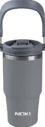 Noki T-0138 Tumbler Çift Ağızlıklı Çelik Termos Bardak 600 Ml - Soft Touch Gri - Noki