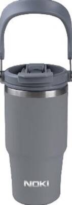 Noki T-0138 Tumbler Çift Ağızlıklı Çelik Termos Bardak 600 Ml - Soft Touch Gri - 1