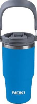 Noki T-0138 Tumbler Çift Ağızlıklı Çelik Termos Bardak 600 Ml - Soft Touch Mavi - 1