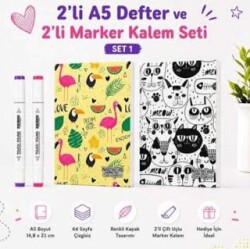 Note The Time 2li A5 Defter + 2li Marker Kalem - 1. Set - Note The Time