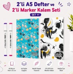 Note The Time 2li A5 Defter + 2li Marker Kalem - 11. Set - Note The Time