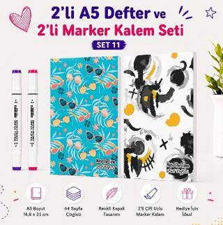 Note The Time 2li A5 Defter + 2li Marker Kalem - 11. Set - 1