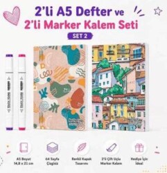Note The Time 2li A5 Defter + 2li Marker Kalem - 2. Set - Note The Time