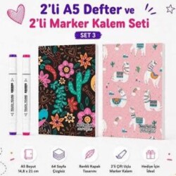 Note The Time 2li A5 Defter + 2li Marker Kalem - 3. Set - Note The Time
