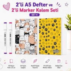 Note The Time 2li A5 Defter + 2li Marker Kalem - 4. Set - Note The Time