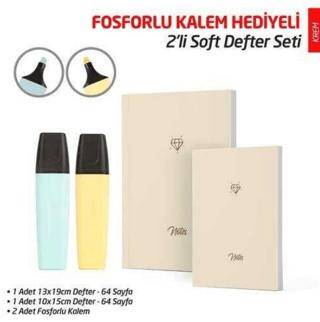 NTT - 2`li Soft Defter Seti - Krem 2`li Fosforlu Kalem Hediyeli - 1