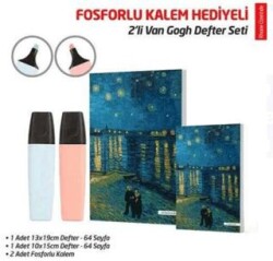 NTT - 2`li Van Gogh Defter Seti - Rhone Üzerinde - 2`li Fosforlu Kalem Hediyeli - Note The Time