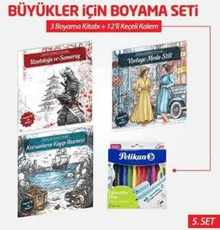 NTT 3 Kitap + Boyama Kalemi Büyükler İçin Boyama 5. Set - 1