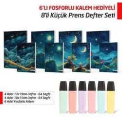 NTT - 8`li Küçük Prens Defter Seti 6`lı Fosforlu Kalem Hediyeli - Note The Time