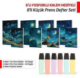 NTT - 8`li Küçük Prens Defter Seti 6`lı Fosforlu Kalem Hediyeli - 1