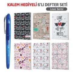 NTT - Magnum Jel Kalem Hediyeli 6 lı Defter - Love - Note The Time