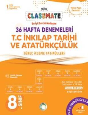 Okyanus Yayınları 8. Sınıf T.C. İnkılap Tarihi ve Atatürkçülük Classmate 36 Hafta Denemeleri - 1