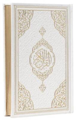 Orta Boy Bilgisayar Hatlı Arapça Tepe Varaklı Termo Deri Kuran-ı Kerim - Beyaz - 1
