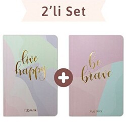 Pastel Çizgili Twins 2 Defter Takım - Elaspaper