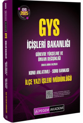 Pegem Akademi Yayıncılık 2025 GYS İçişleri Bakanlığı İlçe Yazı İşleri Müdürlüğü Görevde Yükselme Ve Ünvan Değişikliği Sınavlarına Hazırlık Konu Anlatımlı Soru Bankası - 1