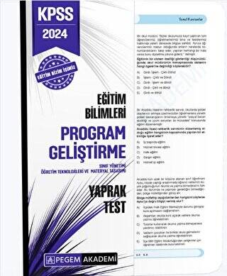 Pegem Akademi Yayıncılık 2024 KPSS Eğitim Bilimleri Program Geliştirme Yaprak Test - 1