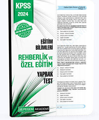 Pegem Akademi Yayıncılık 2024 KPSS Eğitim Bilimleri Rehberlik ve Özel Eğitim Yaprak Test - 1