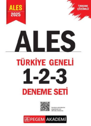 Pegem Akademi Yayıncılık 2025 ALES Tamamı Çözümlü Türkiye Geneli 1-2-3 3`lü Deneme Seti - 1