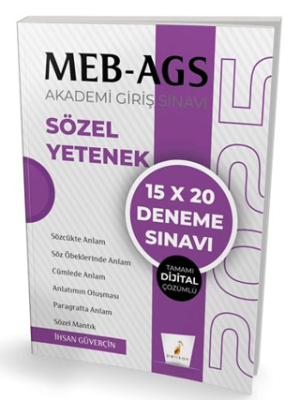 Pelikan Tıp Teknik Yayıncılık MEB - AGS Hazırlık Sözel Yetenek 15x20 Tamamı Dijital Çözümlü Deneme Sınavı - 1