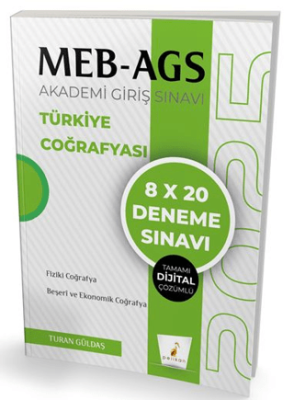 Pelikan Tıp Teknik Yayıncılık MEB - AGS Hazırlık Türkiye Coğrafyası 8x20 Tamamı Dijital Çözümlü Deneme Sınavı - 1