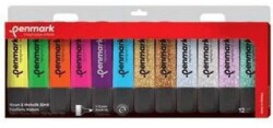 Penmark Fosforlu Kalem 12 Li Asetat Karışık Renk 6 Neon+ 6 Simli - Penmark