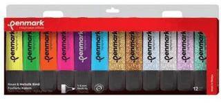 Penmark Fosforlu Kalem 12 Li Asetat Karışık Renk 6 Neon+ 6 Simli - 1